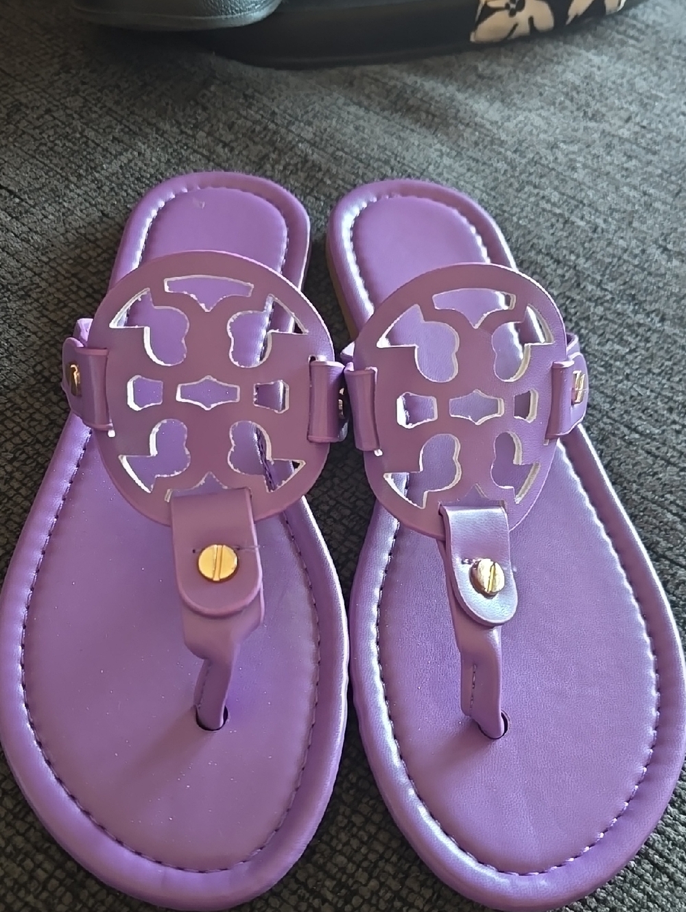 The NEW Boutique Purple Cutout Logo Thong Sandals